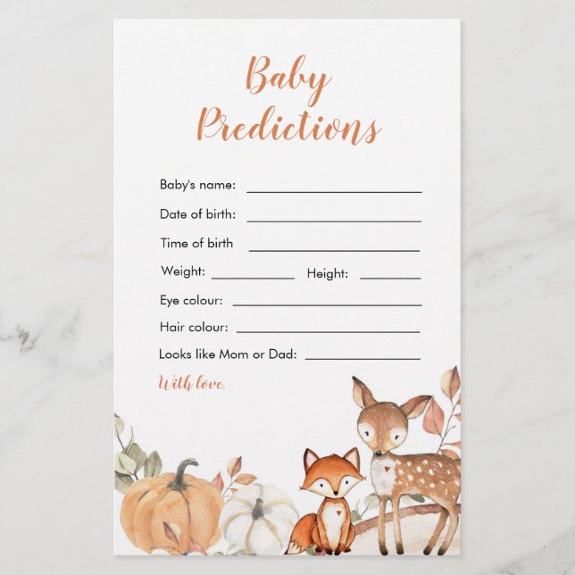 Woodland Oh Boy Pumpkin Baby-förutsägelse (Framsida)