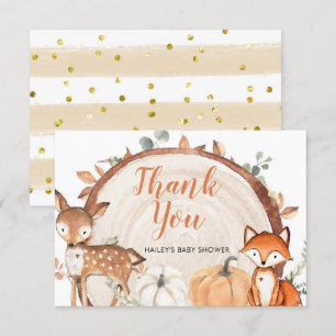 Woodland Oh Boy Pumpkin Baby Shower Tack för ditt Kort