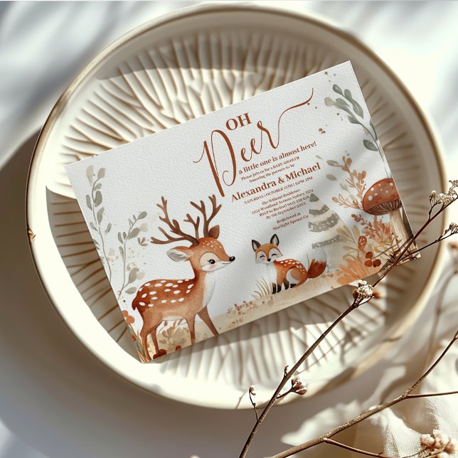 Woodland Oh Hjort Forest Baby Shower Inbjudningar (Skapare uppladdad)