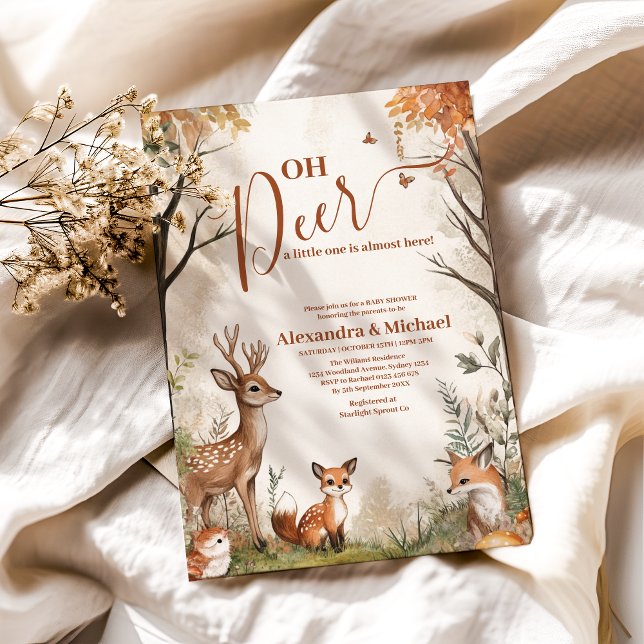 Woodland Oh Hjort Theme Baby Shower Inbjudningar (Skapare uppladdad)