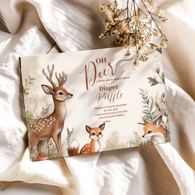 Woodland Oh Hjort Theme Diapper Raffle Tilläggskort (Skapare uppladdad)