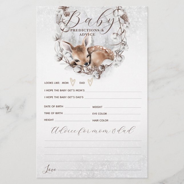 Woodland Oh Hjort Winter Baby Shower Game (Framsida)