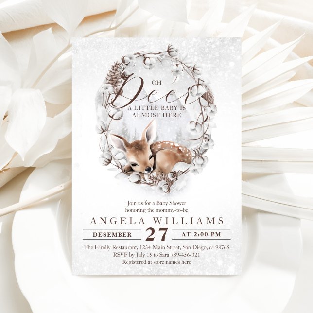Woodland Oh Hjort Winter Baby Shower Inbjudningar (Skapare uppladdad)