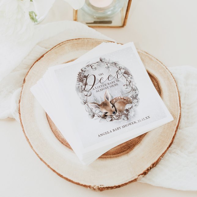 Woodland Oh Hjort Winter Baby Shower Pappersservett (Skapare uppladdad)