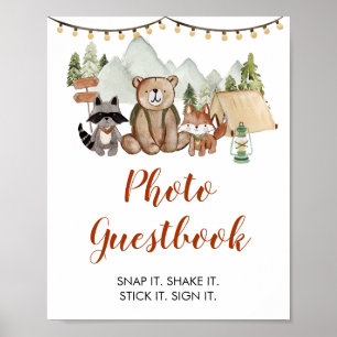 Woodland One Lycklig Camper Birthday Photo Guestbo Poster