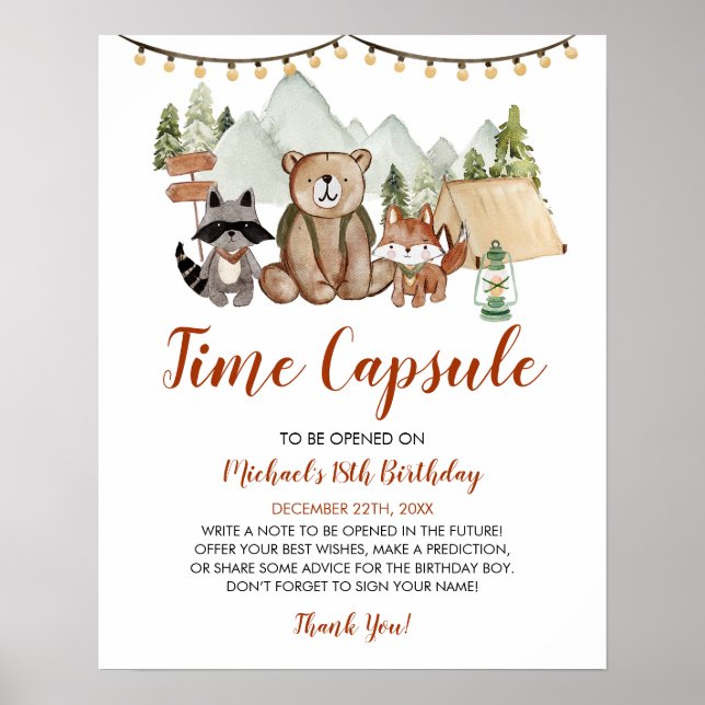 Woodland One Lycklig Camper Birthday Time Capsule Poster (Framsidan)