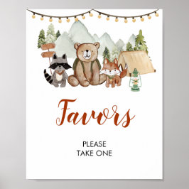 Woodland One Lycklig Camper First Birthday Favors Poster