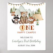Woodland One Lycklig Camper First Birthday Välkomm