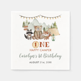 Woodland One Lycklig Camper Första födelsedag Papp Pappersservett