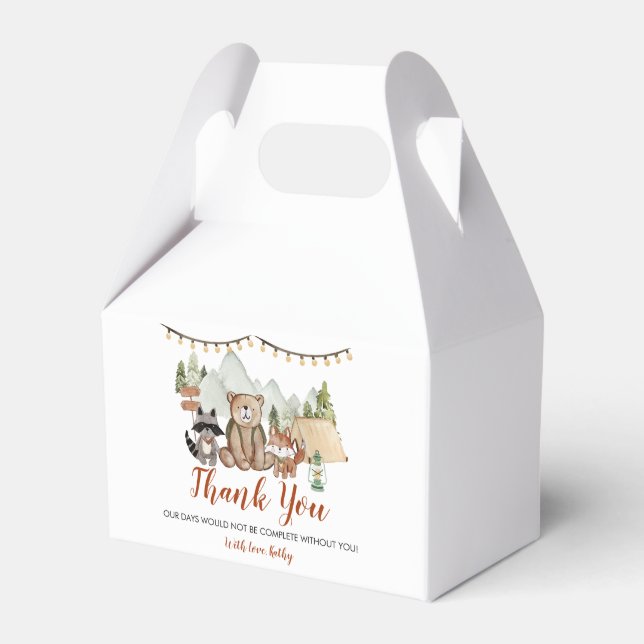 Woodland One Lycklig Camper Första födelsedag Presentaskar (Framsidan Sidan)