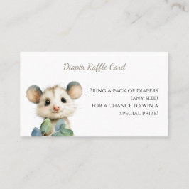 Woodland Opossum Baby Shower • Diaper Raffle Card Visitkort