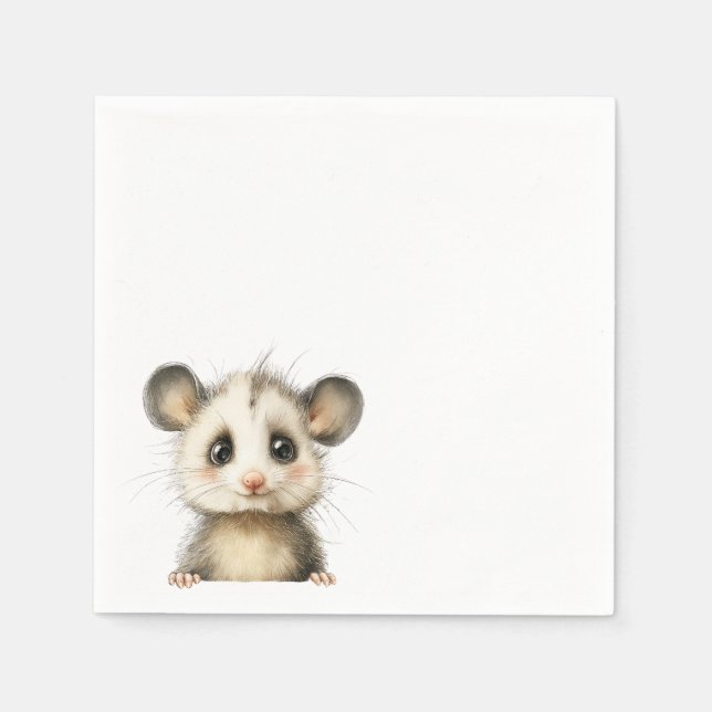 Woodland Opossum Baby Shower • Neutral Pappersservett (Framsidan)