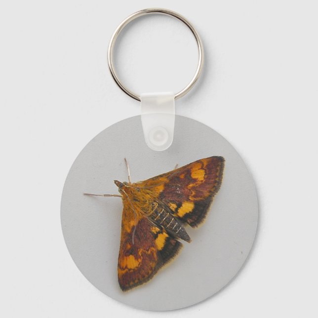 Woodland Orange Moth Keychain Nyckelring (Framsida)