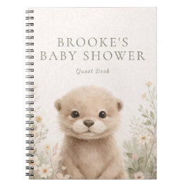 Woodland Otter Baby Shower Spiral Guestbook Anteckningsbok