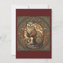 Woodland Otter Nordic Folk Art Flat Thank You
