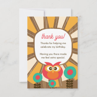 Woodland Owl First Birthday Thank you  – One Year  Tack Kort