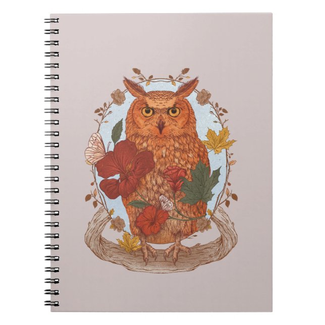 Woodland Owl Notebook Anteckningsbok (Framsidan)
