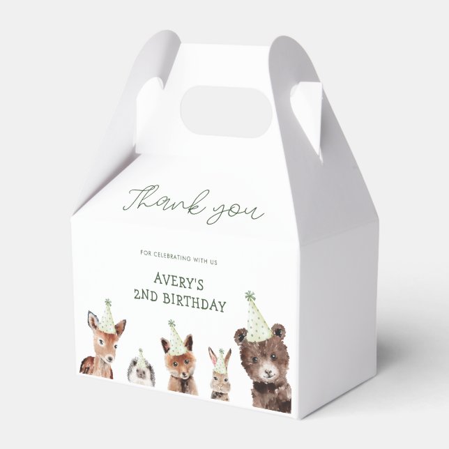 Woodland Party Animals Birthday Presentaskar (Framsidan Sidan)