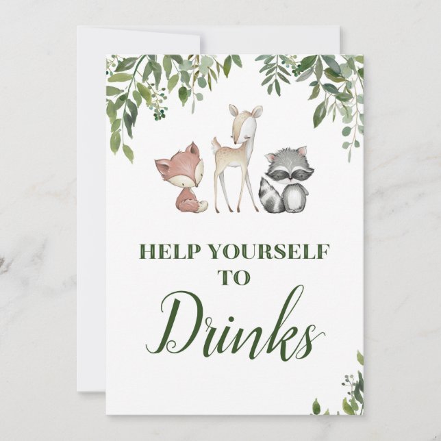 Woodland Party Sign - Drink station 5 x 7 Inbjudningar (Framsida)
