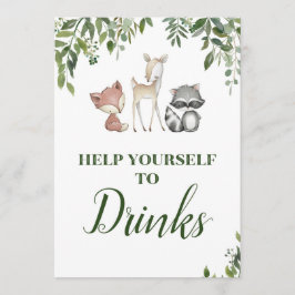 Woodland Party Sign - Drink station 5 x 7 Inbjudningar