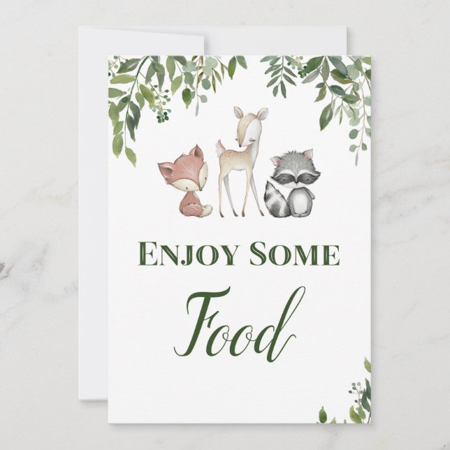 Woodland Party Sign - njut av ett matmärke 5x7 Inbjudningar (Framsida)