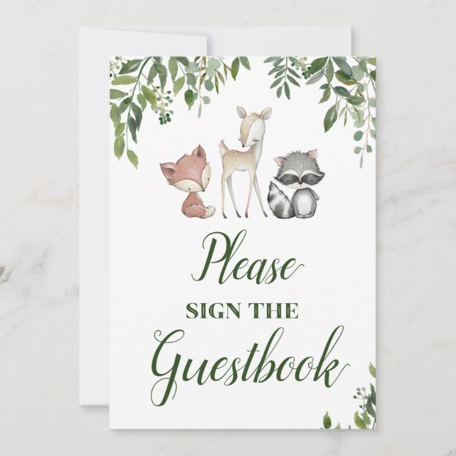 Woodland Party-tecken - Guestbook-tecken 5x7 Inbjudningar (Framsida)