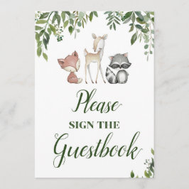 Woodland Party-tecken - Guestbook-tecken 5x7 Inbjudningar