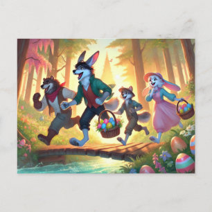 Woodland Påsk Äventyr - Glatt Egg Hunt Helg Vykort