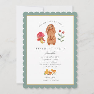 Woodland Påsk Watercolor Bunny Birthday Inbjudningar