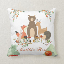 Woodland Personlig Nursery Decor Kudde