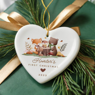 Woodland Photo Baby Första jul Julgransprydnad Keramik