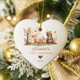 Woodland Photo Baby Första jul Julgransprydnad Keramik