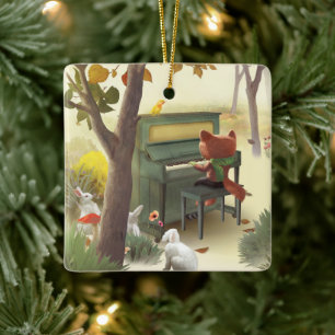 Woodland Pianist Julgransprydnad Keramik
