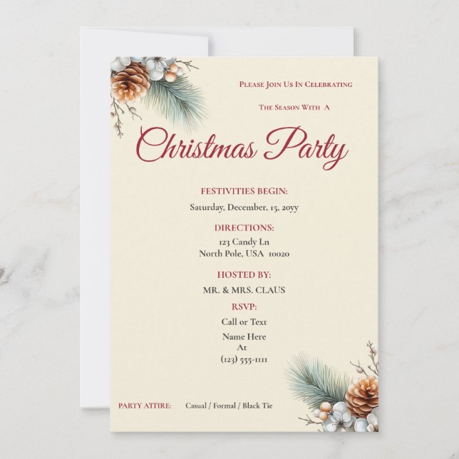 Woodland Pine & Berry Customizable Invitation Inbjudningar (Framsida)