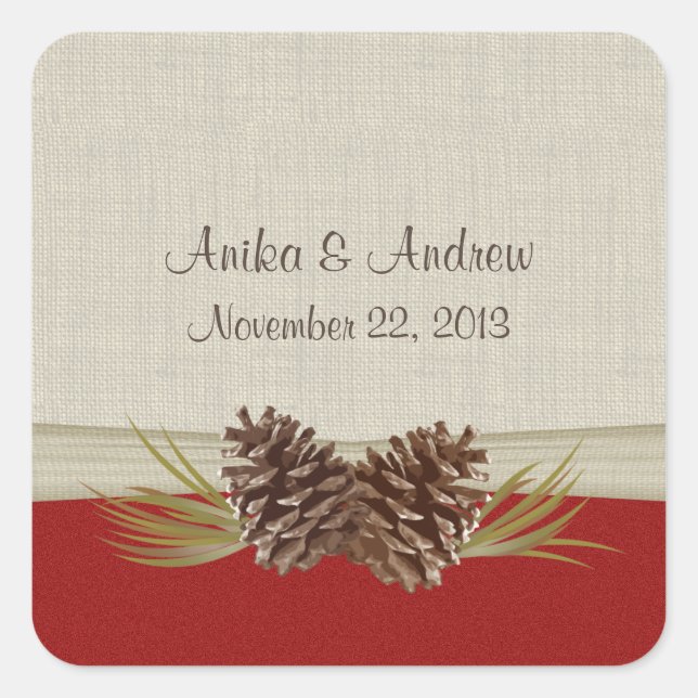 Woodland Pinecones Fyrkantigt Klistermärke (Framsida)