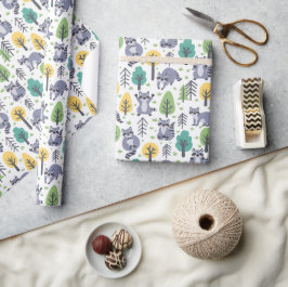 Woodland Playful Raccoons Presentpapper