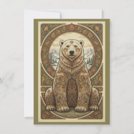 Woodland Polar Bear Art Flat Thank You Card Tack Kort