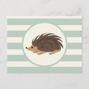 Woodland Porcupine, Hedgehog, Light Sage Grönt Vykort