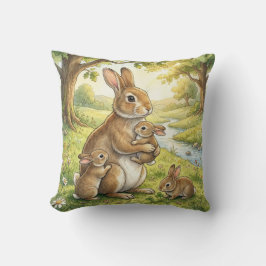 Woodland Rabbit Family Kids Kudde
