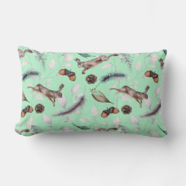 Woodland Rabbit Gräs Cone Acorn Twigs Feathers Lumbarkudde