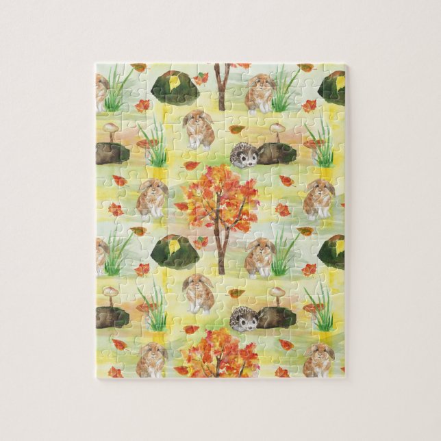 Woodland Rabbit ,Hedgehog Pussel (Vertikal)