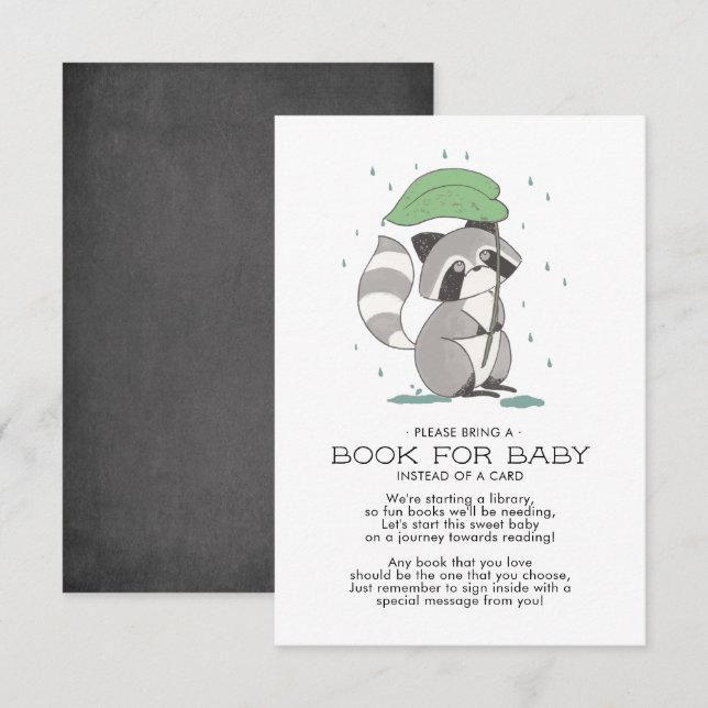 Woodland Raccoon Baby Shower Bok för Baby Card Inbjudningar (Fram/baksida)