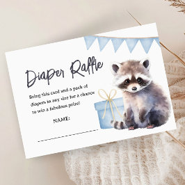 Woodland Raccoon Baby Shower Boy Diaper Raffle Tilläggskort