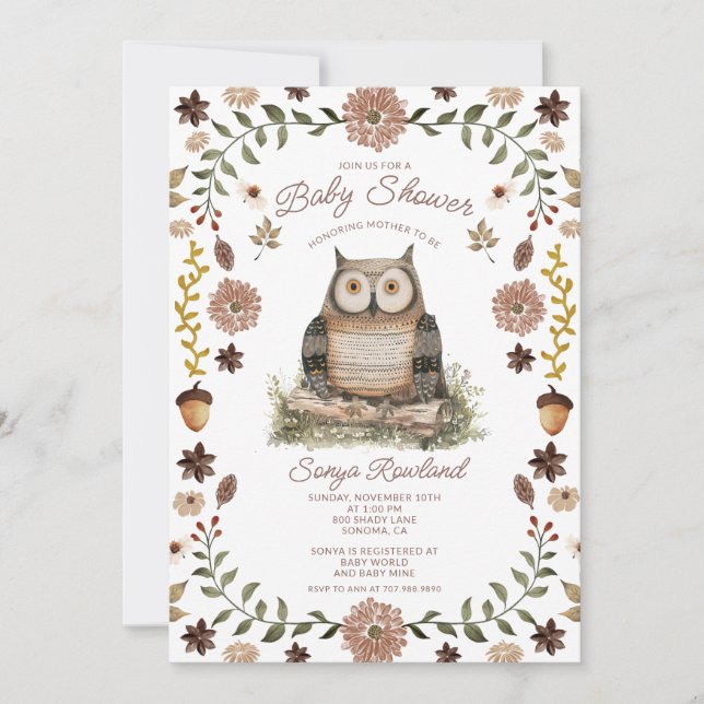 Woodland Raccoon Baby Shower Invitation Inbjudningar (Framsida)