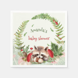 Woodland Raccoon Baby Shower Pappersservett