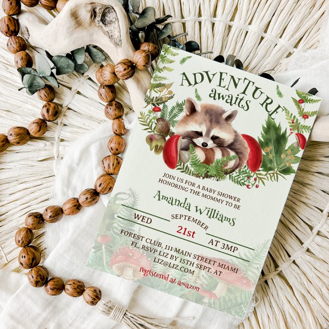 Woodland Raccoon babydusch Inbjudningar (Skapare uppladdad)