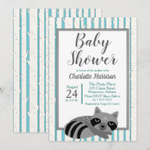 Woodland Raccoon & Birch Träd Baby Shower