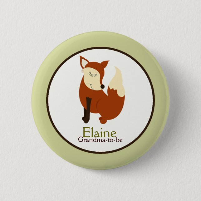 Woodland Red Fox NAMN BRICKA Anpassningsbar Button Knapp (Framsida)