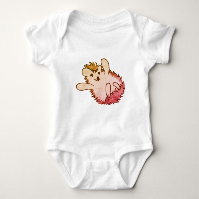 Woodland Red Orange Lycklig Cute Hedgehog T Shirt (Framsida)