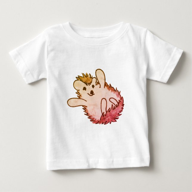 Woodland Red Orange Lycklig Cute Hedgehog T Shirt (Framsida)